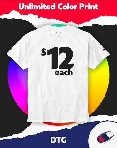 100 White Champion™ Tees - Full Color Print - Constantly Create Shop